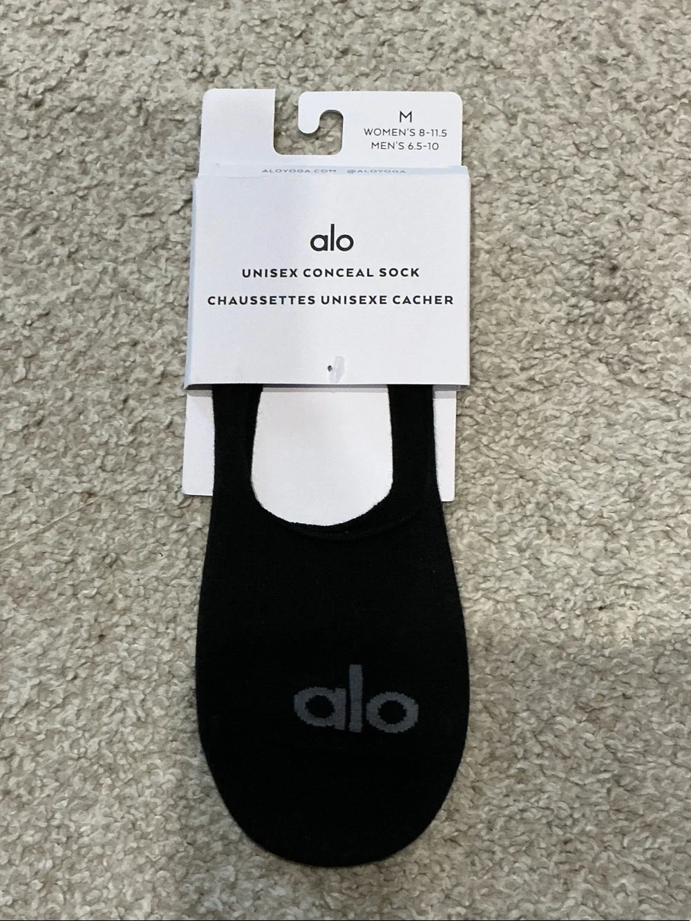 Alo Yoga Black Unisex Conceal Sock M